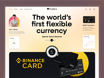 Binance Landing Page branding btc landing page crypto currency crypto dashboard crypto exchange crypto landing page crypto wallet cryptocoin cryptocurrency ethereum header modern trendy ui ux wallet landing page website