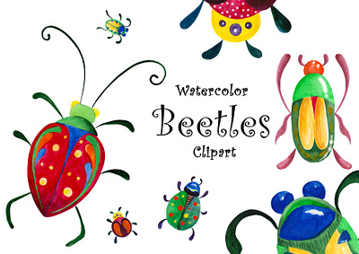 clipart colored beetles forest