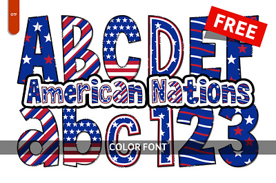 American Nations - Free Font american branding color font colorful font creative font design font free graphic design illustration nations svg vector