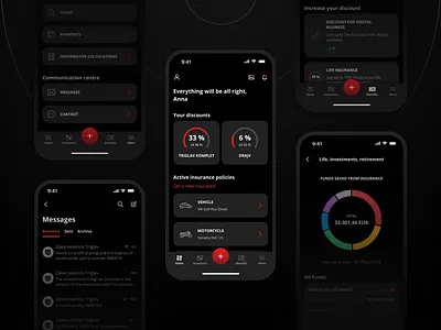 i.triglav App: Your mobile insurance company app dark insurance mobile sygic triglav ui ux