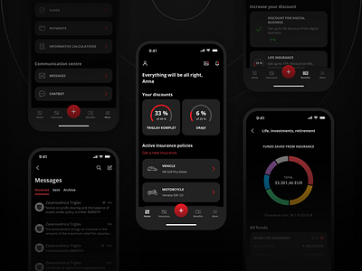 i.triglav App: Your mobile insurance company app dark insurance mobile sygic triglav ui ux