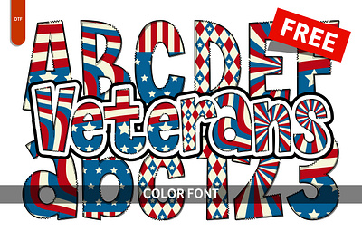 Veterans - Free Font branding color font colorful font creative font design font free graphic design illustration svg vector veterans