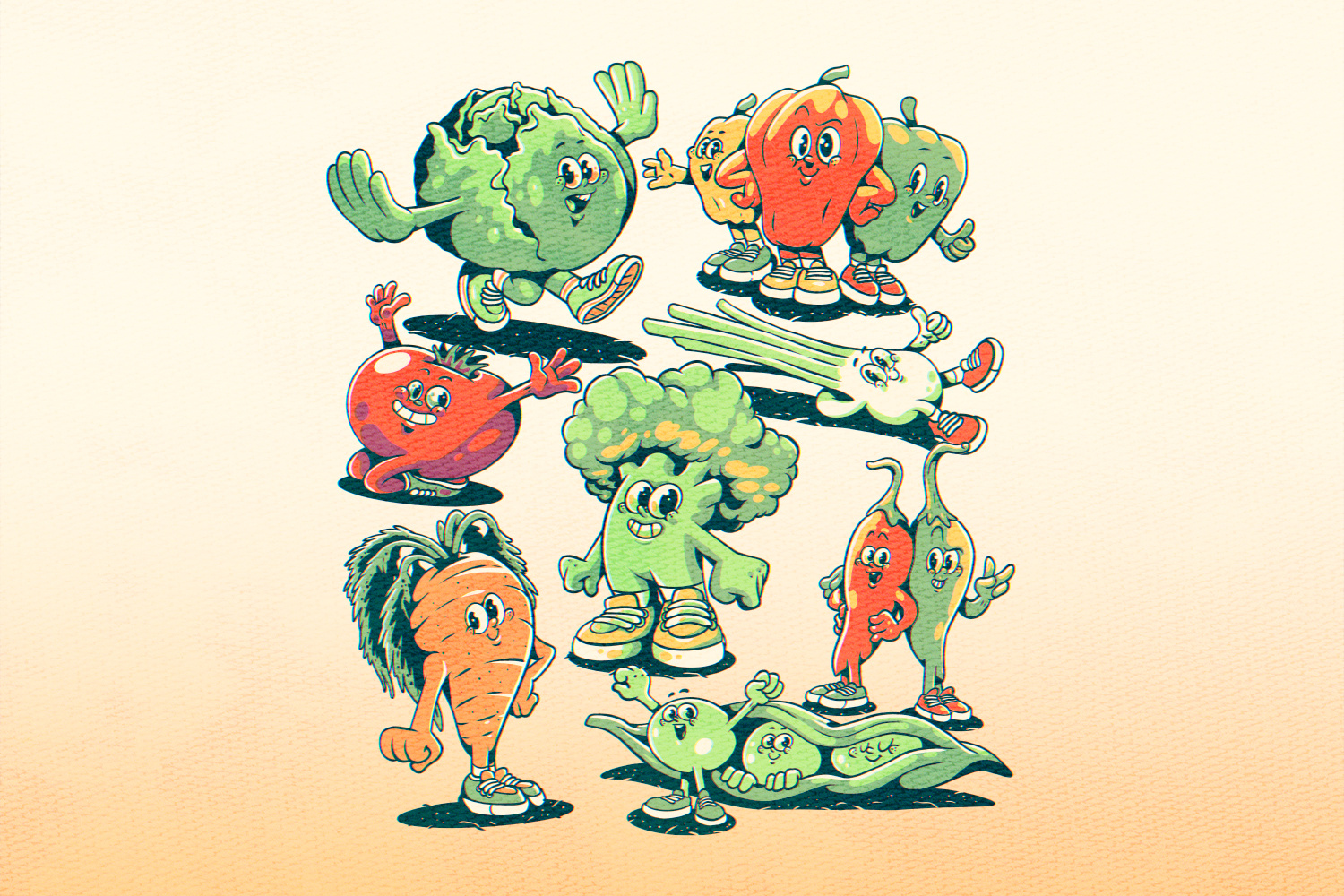 Retro Veggie Mascot branding design food graphic graphic design green healthy healthy food illustration logo mascot retro retro mascot vegetables vintage