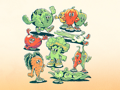 Retro Veggie Mascot branding design food graphic graphic design green healthy healthy food illustration logo mascot retro retro mascot vegetables vintage