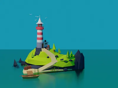 Low poly Lighthouse 3d blender lighthouse low poly
