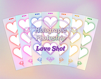 Holographic Photostrip Frame - Love Shot branding colorful design frames gradient graphic design holographic illustration photos soft