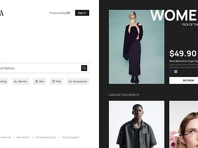 Zara Website Landing Page Redesign daily ui design landing page redesign ui uiux web design zara