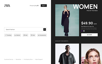 Zara Website Landing Page Redesign daily ui design landing page redesign ui uiux web design zara