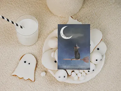 Halloween Watercolor Illustration black cat halloween illustration watercolor