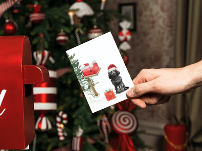 Christmas Greeting Card Design christmas cockapoo design digital illustration dog illustration poodle