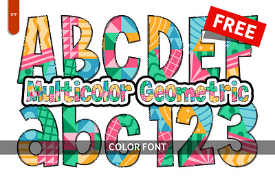 Multicolor Geometric - Free Font branding color font colorful font creative font design font free geometric graphic design illustration multicolor svg vector