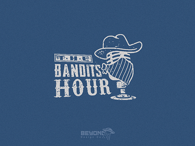 The Bandits Hour Logo bandit branding cowboy icon logo microphone podcast wordmark
