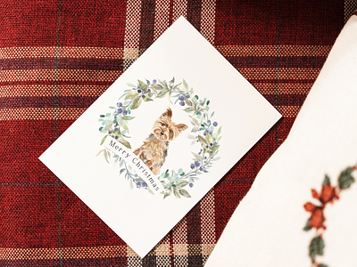 Christmas Greeting Card Design christmas design digital illustration dog graphic design illustration yorkie