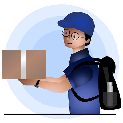 Delivery person 3d animation graphic design logo ui