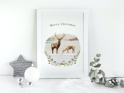Christmas Digital Illustration Design christmas deers design digital illustration graphic design illustration