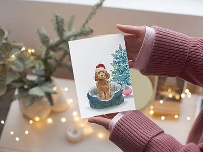 Christmas Digital Greeting Card Design christmas cockapoo design digital illustration doodle graphic design greeting card illustration poodle