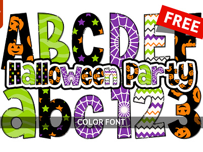 Halloween Party - Free Font branding color font colorful font creative font design font free graphic design halloween illustration party svg vector