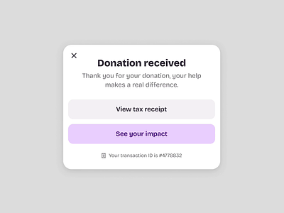 Donation Modal app design figma hover interactions modal purple states ui ux web webapp