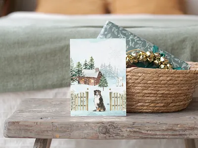 Christmas Digital Greeting Card Design bernese mountain dog christmas color palette design digital illustration dog graphic design illustration