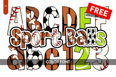 Sport Balls - Free Font ball branding color font colorful font creative font design font free graphic design illustration sport svg vector