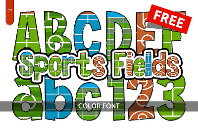 Sports Fields - Free Font branding color font colorful font creative font design fields font free graphic design illustration sports svg vector