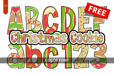 Christmas Cookie - Free Font branding christmas color font colorful font cookie creative font design font free graphic design illustration svg vector