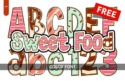 Sweet Food - Free Font branding color font colorful font creative font design font food free graphic design illustration svg sweet vector