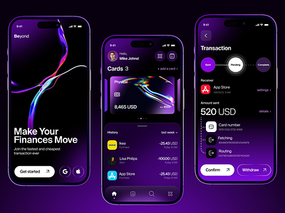 Mobile Banking - Mobile App Concept black purple