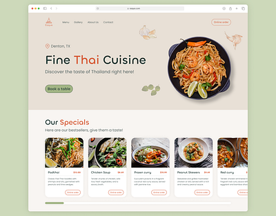 Thai restaurant website 2d asia design food graphic design restaurant thai restaurant thailand ui ux website