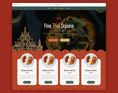 Restaurant website UI design graphic design online order restaurant thai thailand ui website