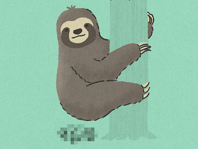 Sloth climbs down the tree once a week to poop animal cartoon digital art digital illustration drawing fun fact illustration poo poop procreate sloth wildlife