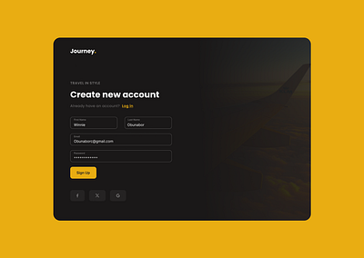 Journey Sign Up Page branding graphic design logo ui web