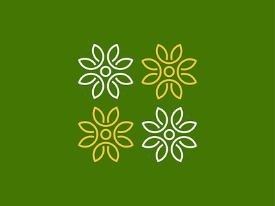 Flowers flower geometric green icon leaf line linear logo mark mono nature negative space petal sunflower vector yellow