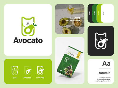 Avocado Cat Food Logo Design, Branding Style, Identity avocado brand brand identity branding cat design food funny graphic design illustration logo minimal minimalisyt modern natural package packaging pet vector versatile