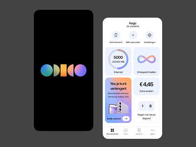 ODIDO - The new telecom provider account android app counter dashboard data design graph ios iphone odido overview profile provider studio system t mobile telecom tokens