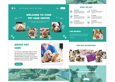 Daily UI Challenge - D9 - a landing page for pet care branding daily ui challenge design e commerce landing page pet care pet care landing page pet shop ui uidesign uiux design website design