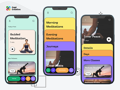 Meditation App - Neo Brutalism Design Style app app design creative design meditation meditation app mobile neo brutalism neo brutalism style ui ui design ui ux ux design