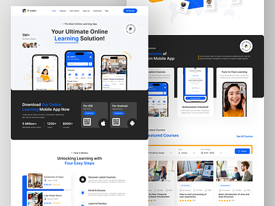 E-Learning App Landing Page | Online Learning App Landing Page app landing page app marketing website design e learning app landing page figma designer figma ui design hire uiux designer landing page landing page ui design online learning app landing page ui user experience user interface ux web app designer web designer website design website designer website designs wordpress