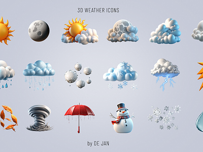 3D Weather icons 3d graphic design icons weather