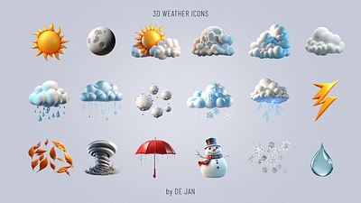 3D Weather icons 3d graphic design icons weather