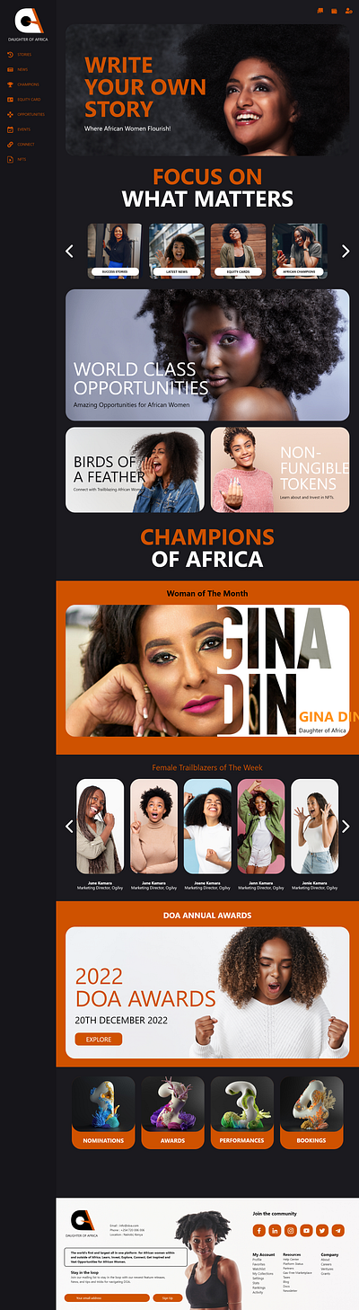 Daughters of Africa interactive design product design ui ux