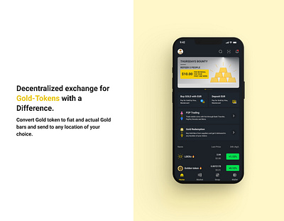 Decentralized exchange for Gold tokens app blockchain design mobile app uiux web3