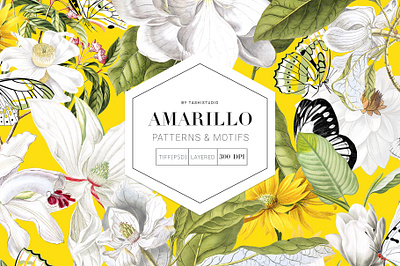 Amarillo, luxury SS2024 Print Design amarillo clipart floral blossoms flower drawing flowers patterns white flowers yellow florals yellow flowers yellow prints