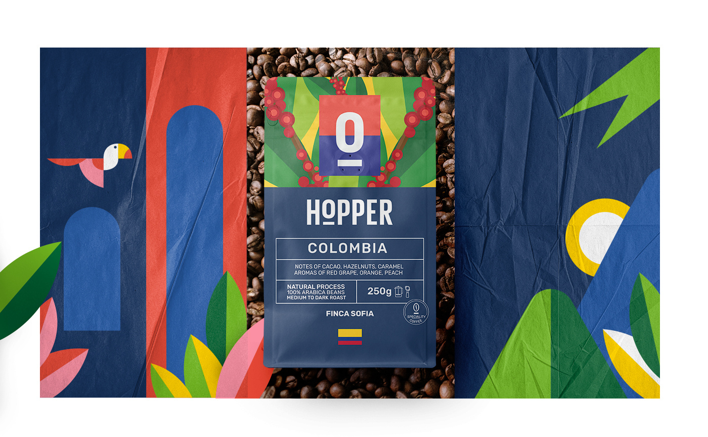 Hopper Coffee - Visual identity beans brand identity branding cafe cafe logo café coffee coffee brand coffee logo coffee shop design funny logo graphic design illustration logo london packaging tropical vector visual identity