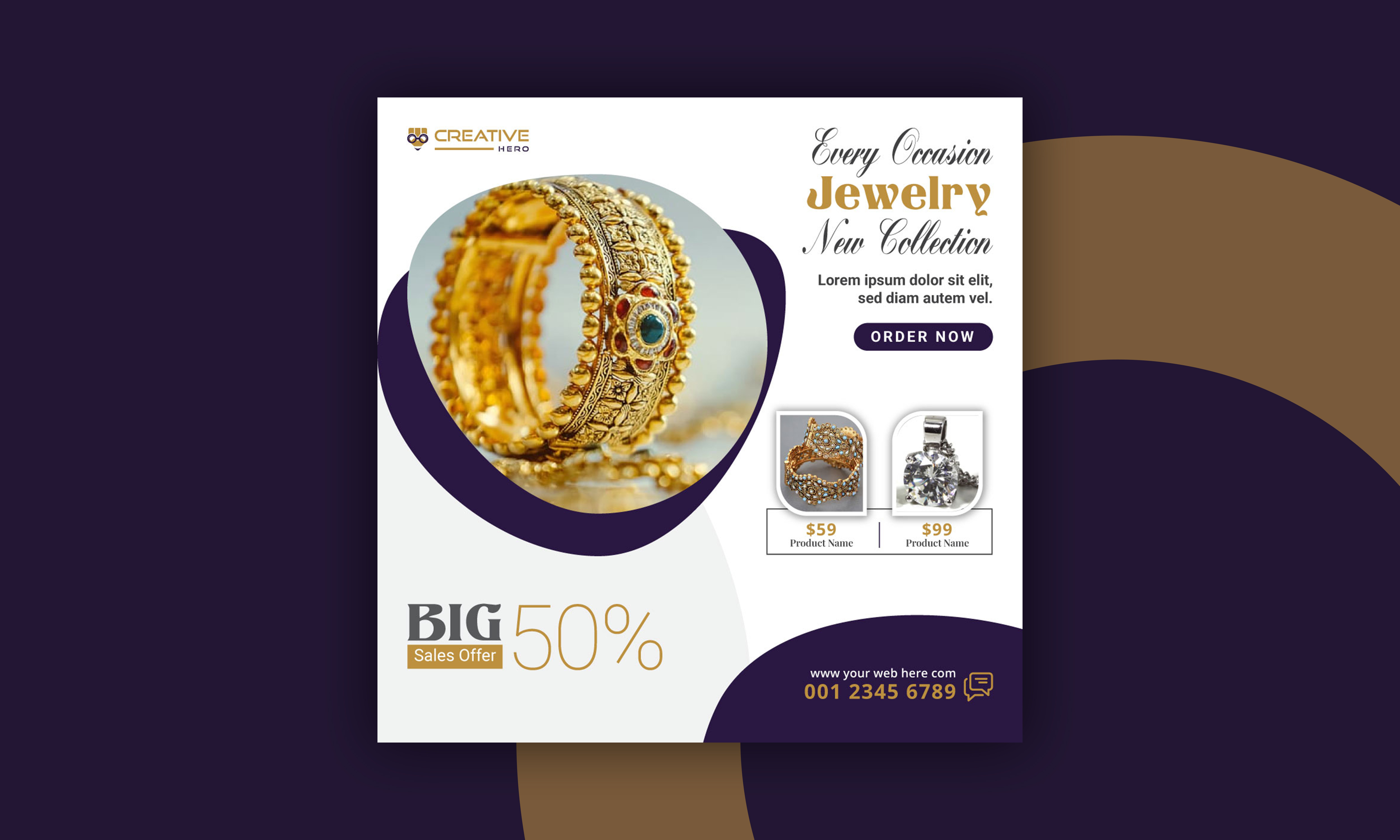 Jewelry Social media post or Instagram post or Facebook post banner ads branding business ads corporate banners facebook ad facebook banner facebook post google ad banner instagram ads instagram banner instagram post jewelry linkedin ad marketing social media banner social media content social media pack social media post typography web banner ads