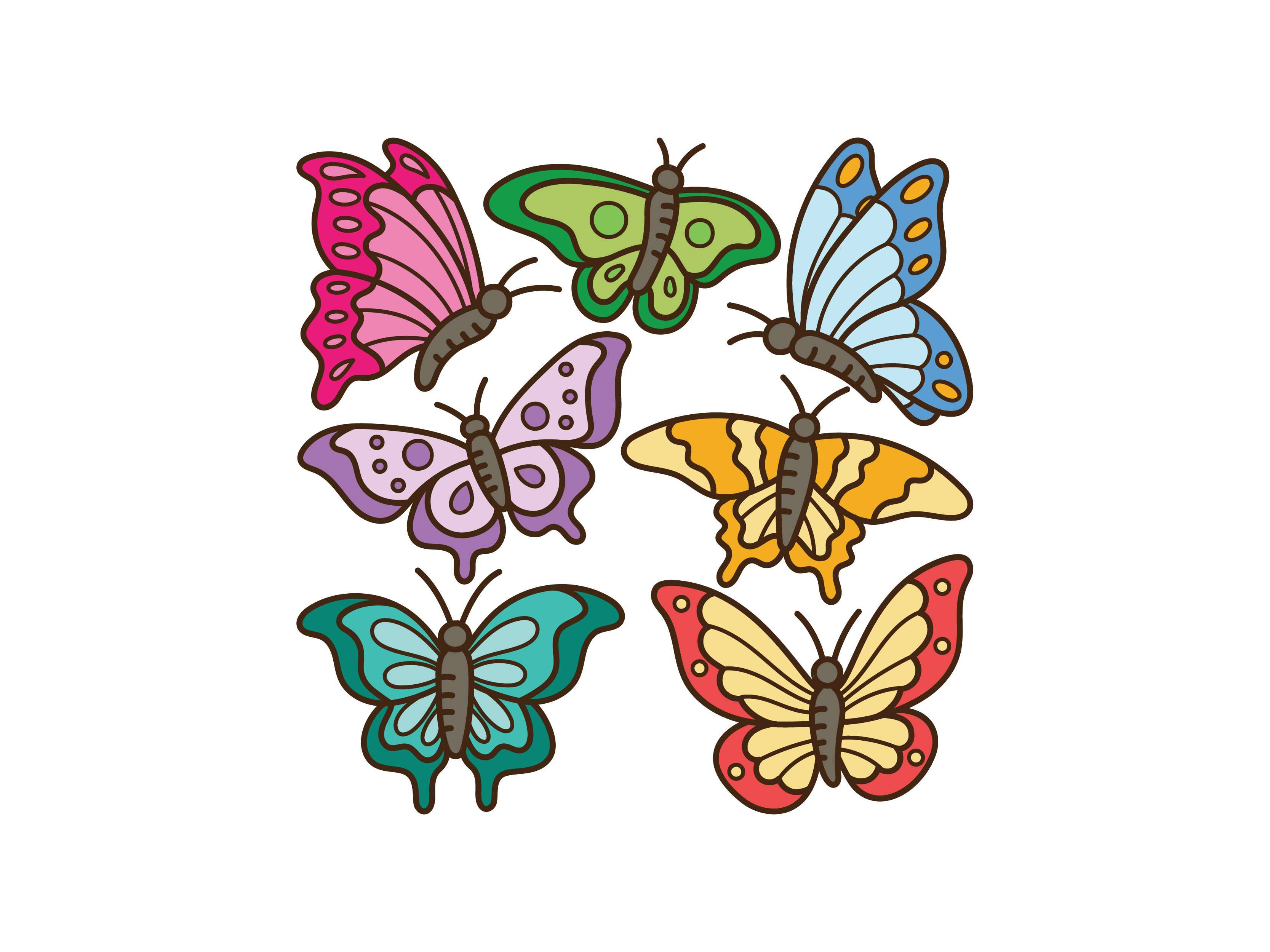 Butterfly Doodle Set butterfly cute doodle illustration vector