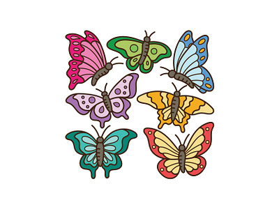 Butterfly Doodle Set butterfly cute doodle illustration vector