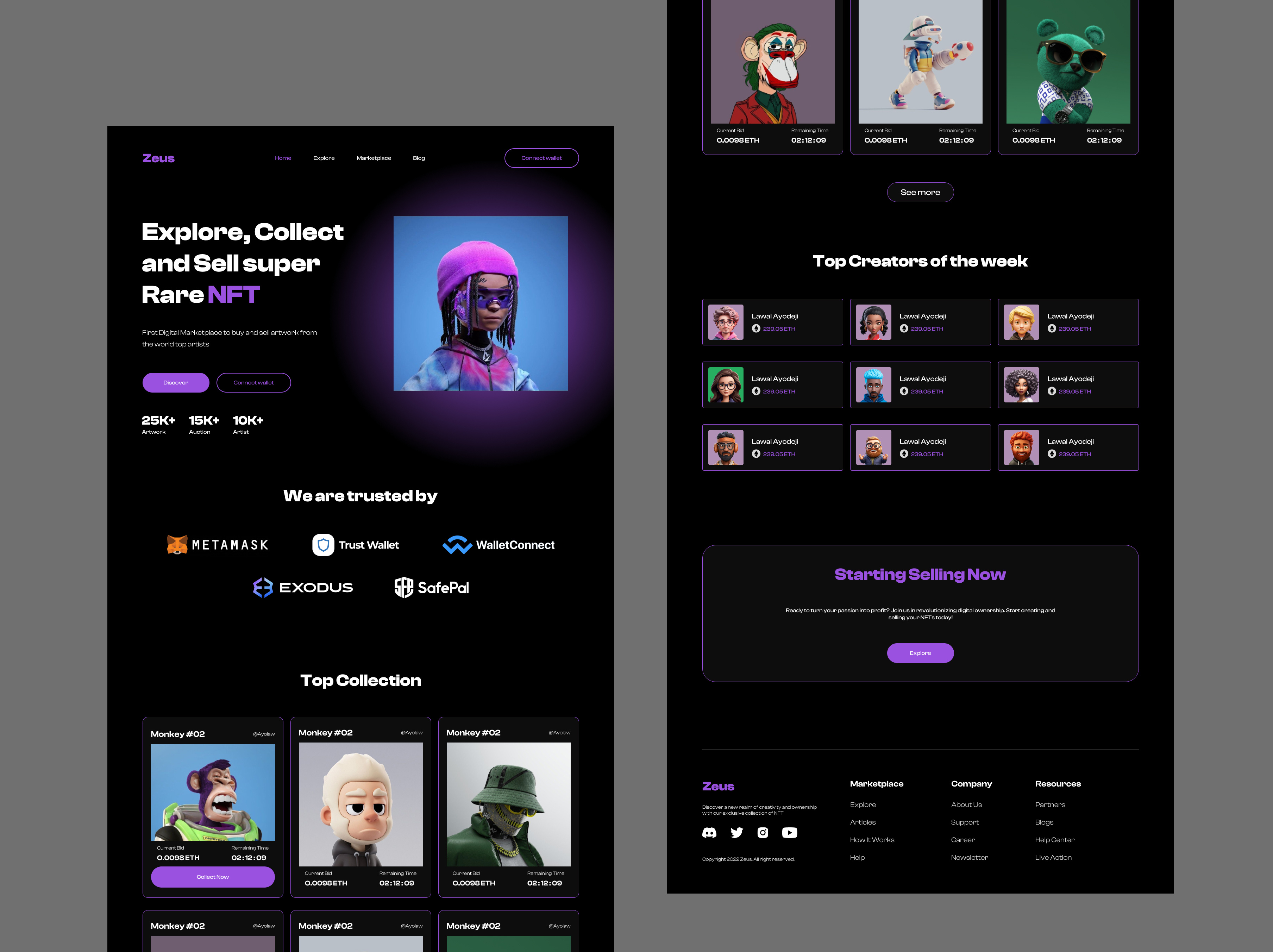 Zeus NFT Landing Page by Lawal Ayodeji on Dribbble