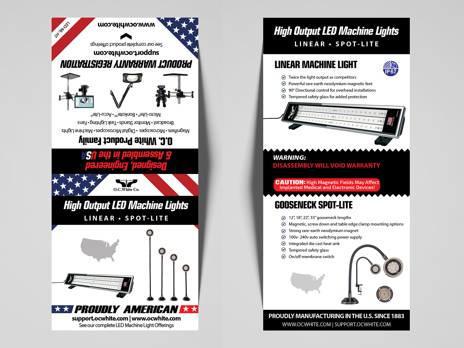 High Output LED Machine Lights Hang Tag graphic design hangtag