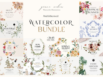 BUNDLE +3600 ITEMS- 31 in 1 abstract baby animals boho watercolor botanical illustration bundle 3600 items 31 in 1 forest clipart kid illustrations modern patterns tropical flowers watercolor background watercolor bundle watercolor cactus watercolor collection watercolor floral watercolor florals watercolor flowers watercolor set wildflower collection winter animals